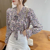 plus size 4xl chiffon shirt womens clothing summer 2022 new fashion loose blouse designer shirts long sleeve floral tops