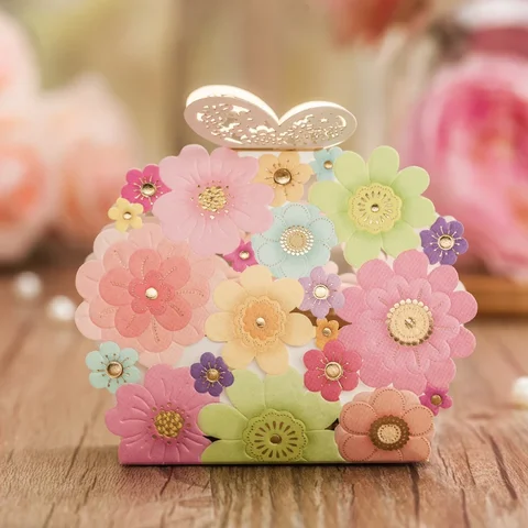 Свадебные сувениры и подарочные коробки с цветами и бабочками, подарочные коробки с лазерной гравировкой, элегантная Роскошная бумажное украшение для свадьбы конфетная сумка для гостей