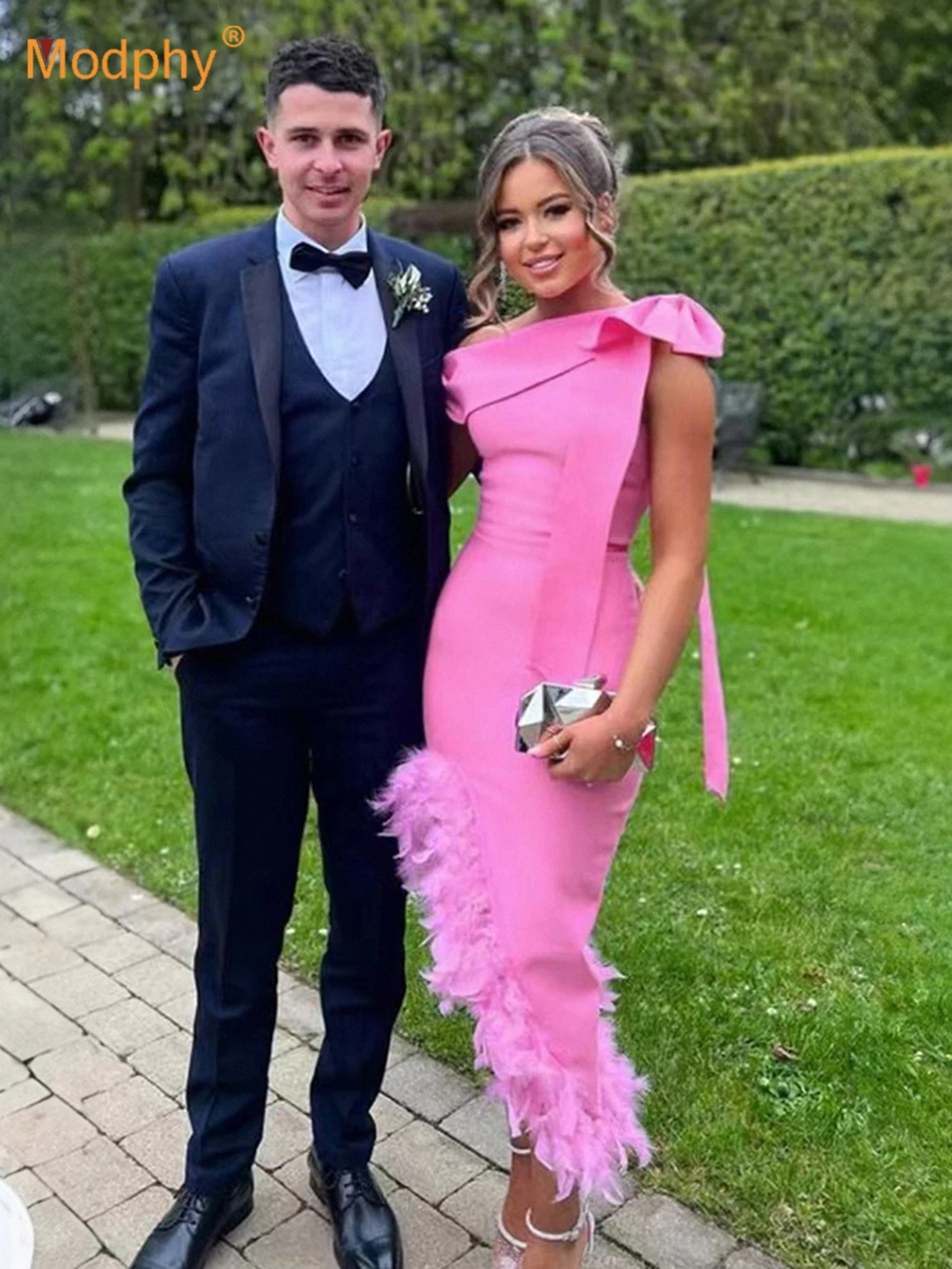 Модные женские вечерние платья асимметричное коктейльное платье с перьями