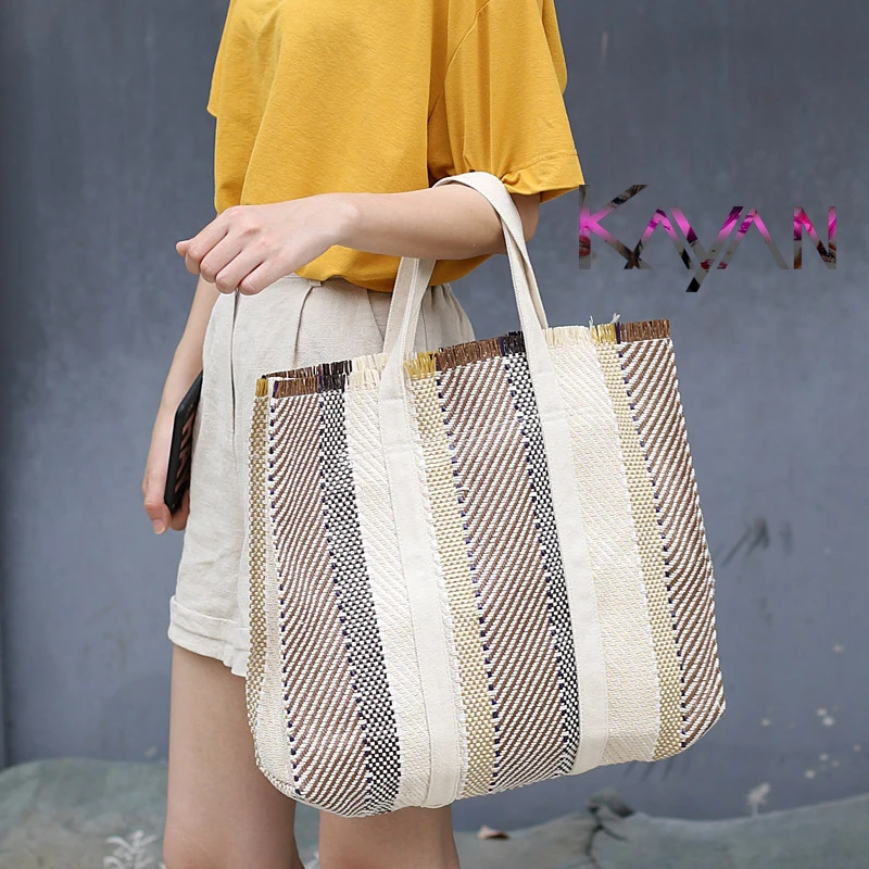 

Casual retro Women woven handbag simple leisure large capacity Patchwork handbag celebrity fashion literary handbags