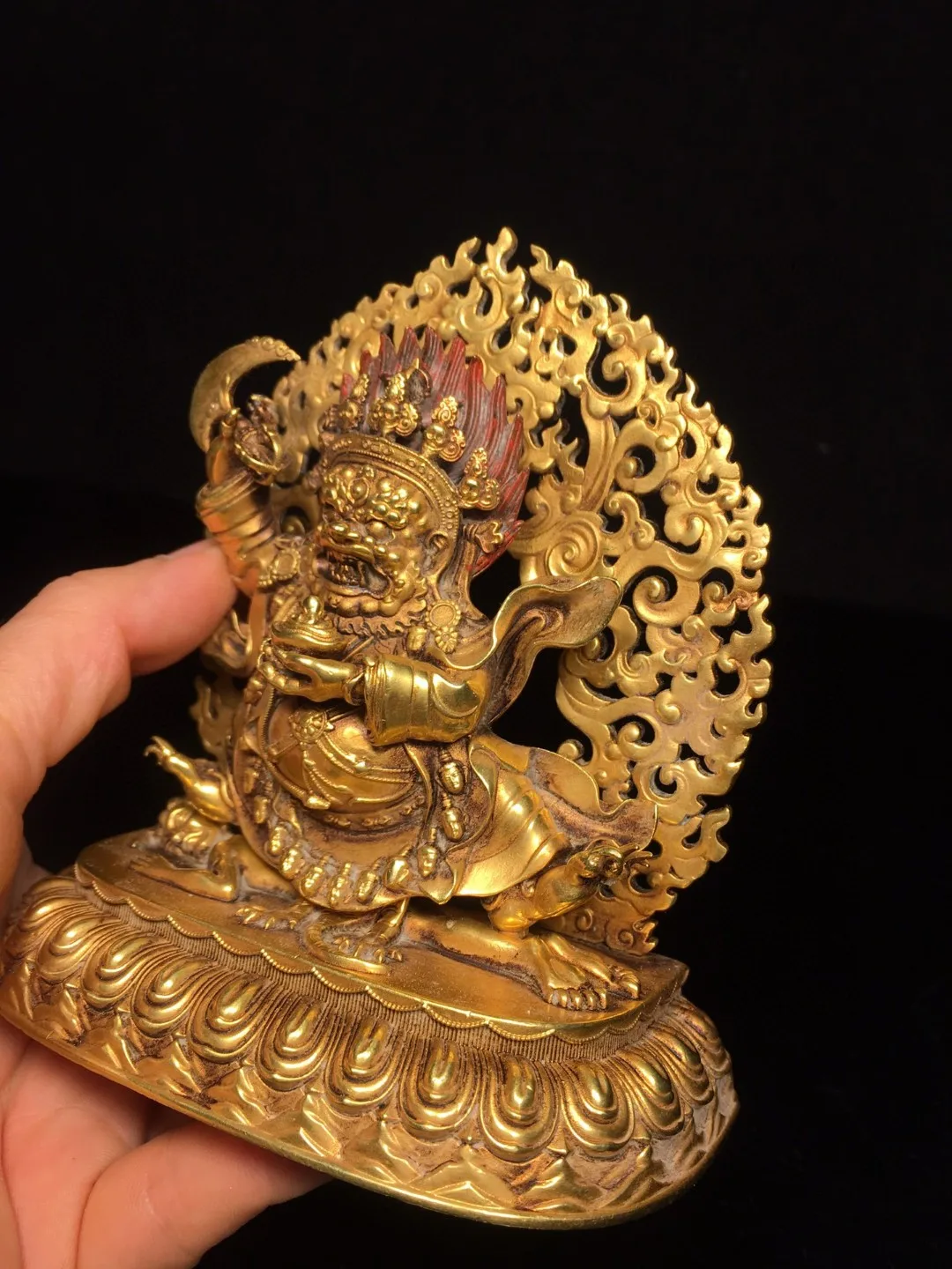 Тибетская медная позолоченная осведомленность большое черное небо Бог