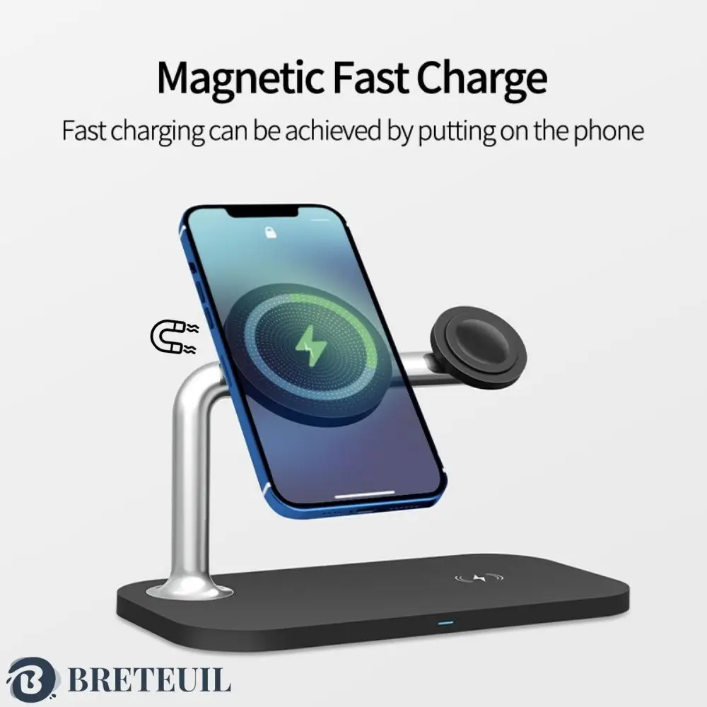 3 In1 Magnetic Wireless Chargers Holder For IPhone13 12  Pro Max IWatch 7 6 5 Airpods 3 2 Pro 15W Fast Wireless Charging Base