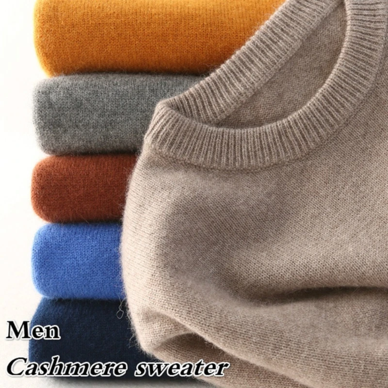 Men Cashmere Sweater 2022 Autumn Winter Casual Solid Warm Jersey Pullovers Top High Quality Male Elegant O-neck Knitted Sweaters