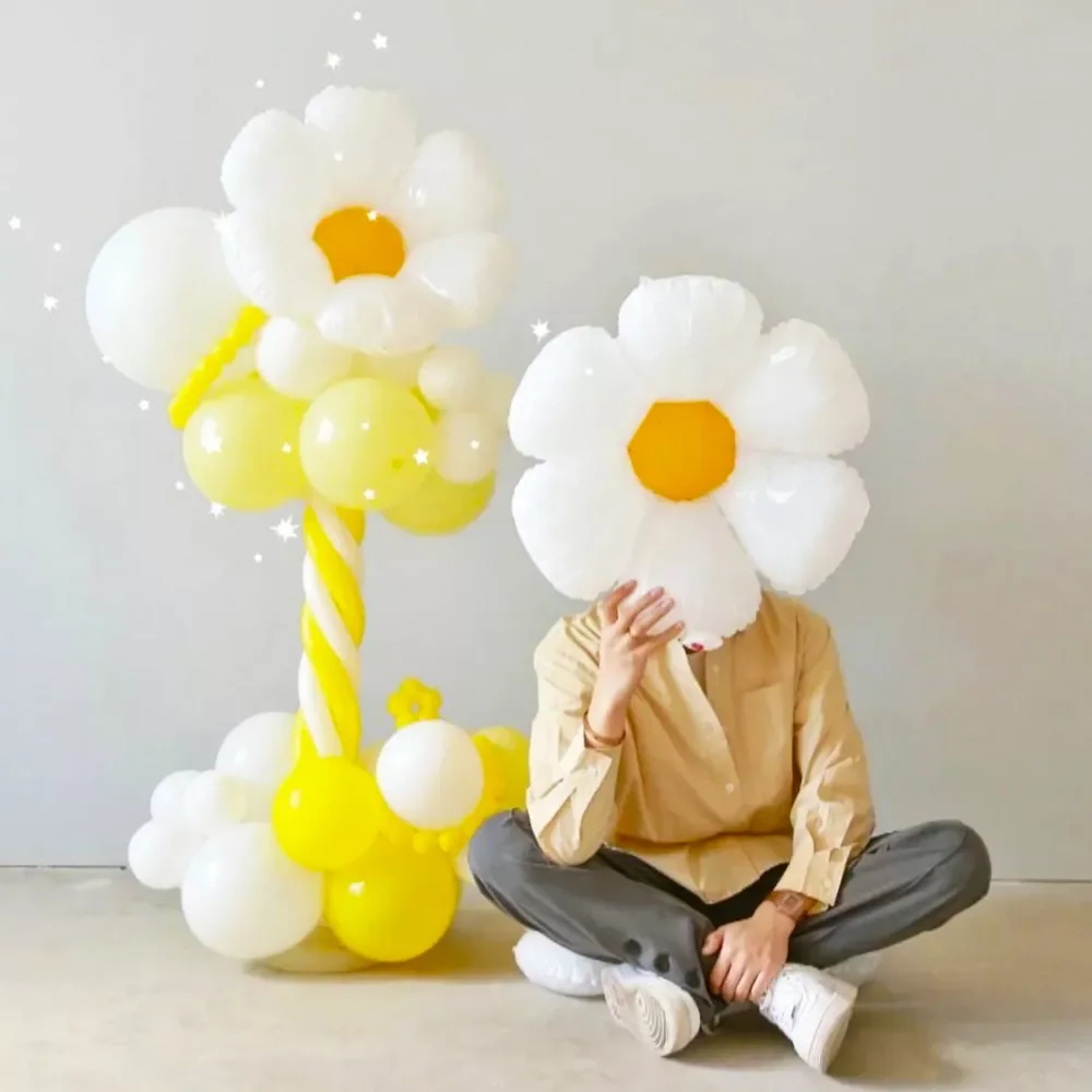 

2Pcs White Daisy Flower Foil Balloon multi size sunflower balloons baby shower Birthday wedding party decoration Hot Photo Props