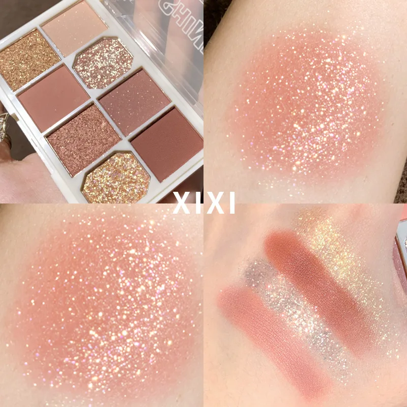 

Pink Brown Gold Eyeshadow Earth Color Eye Pigments Brighten Sparkling Eyes Glitter Matte Eyeshadow Palette Shimmer Shiny Sequins