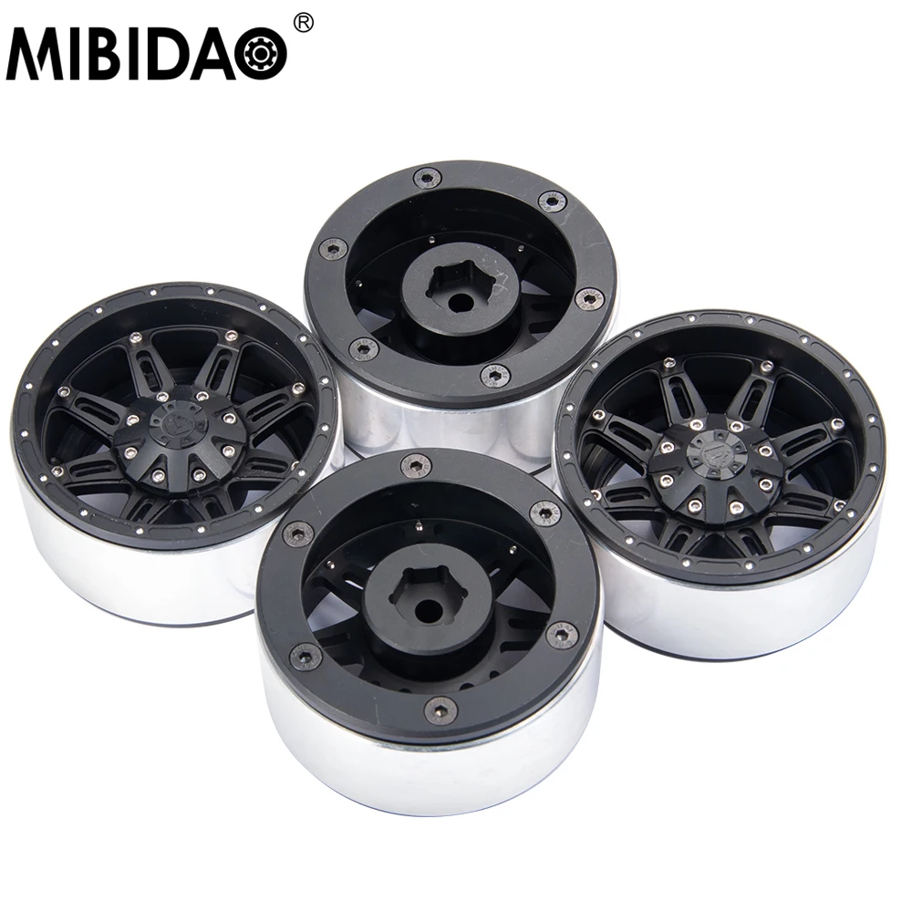 

MIBIDAO 2.2" Wheel Hub Metal Beadlock Wheel Rims For 1/10 Axial SCX10 90046 90027 Traxxas TRX4 TRX6 D90 Wraith 90018 RC Crawler
