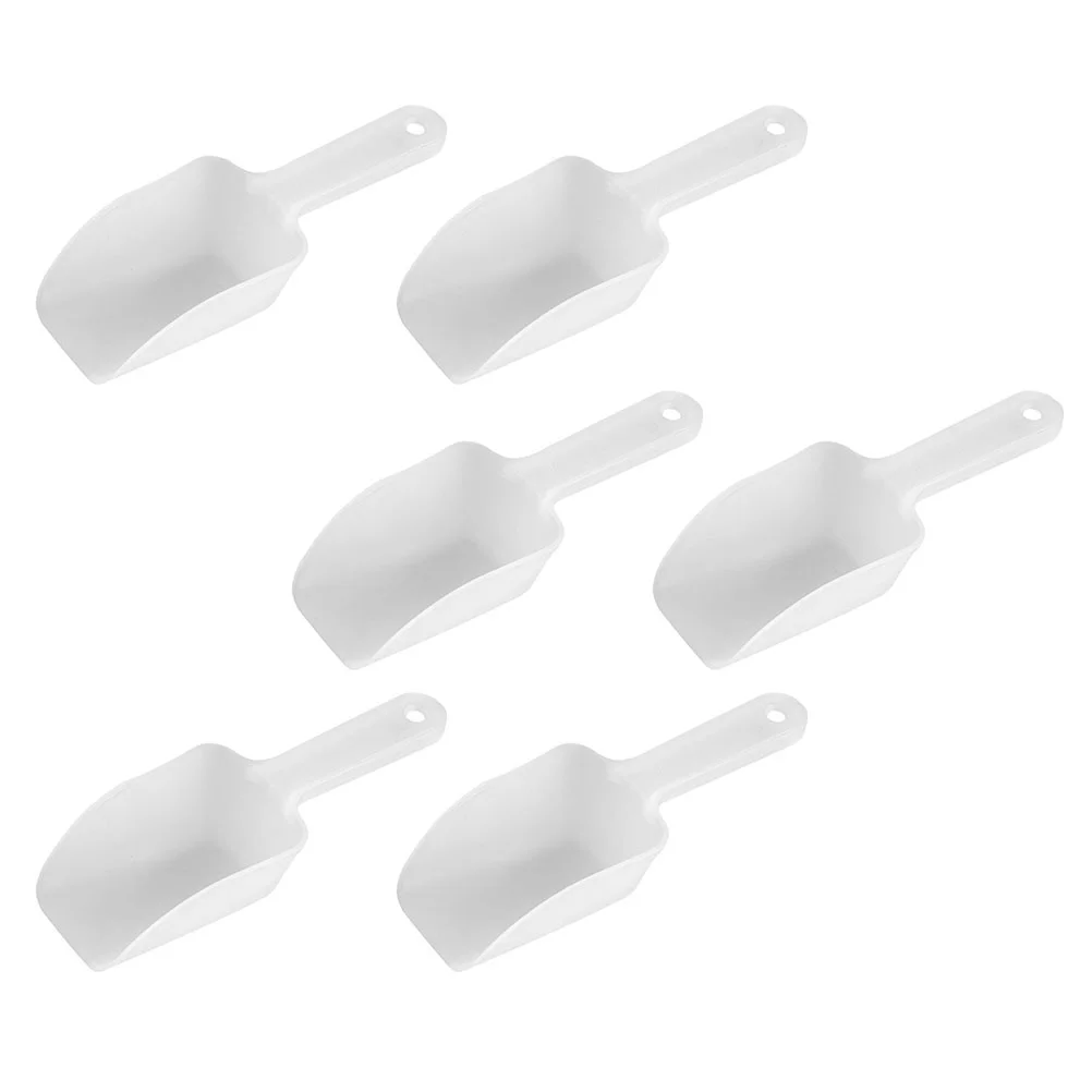 

6Pcs Rice Flour Scoops Hand Ice Scoop Flat Bottom Ice Scooper for Kitchen Foodservice (White)