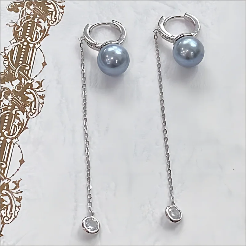 

Seiko Thick 8-9mm Akoya Silver Blue Pearls Trendy Ear Buckle Fine Near Round 925 Sterling Silver For Women Daily Party Jewelry