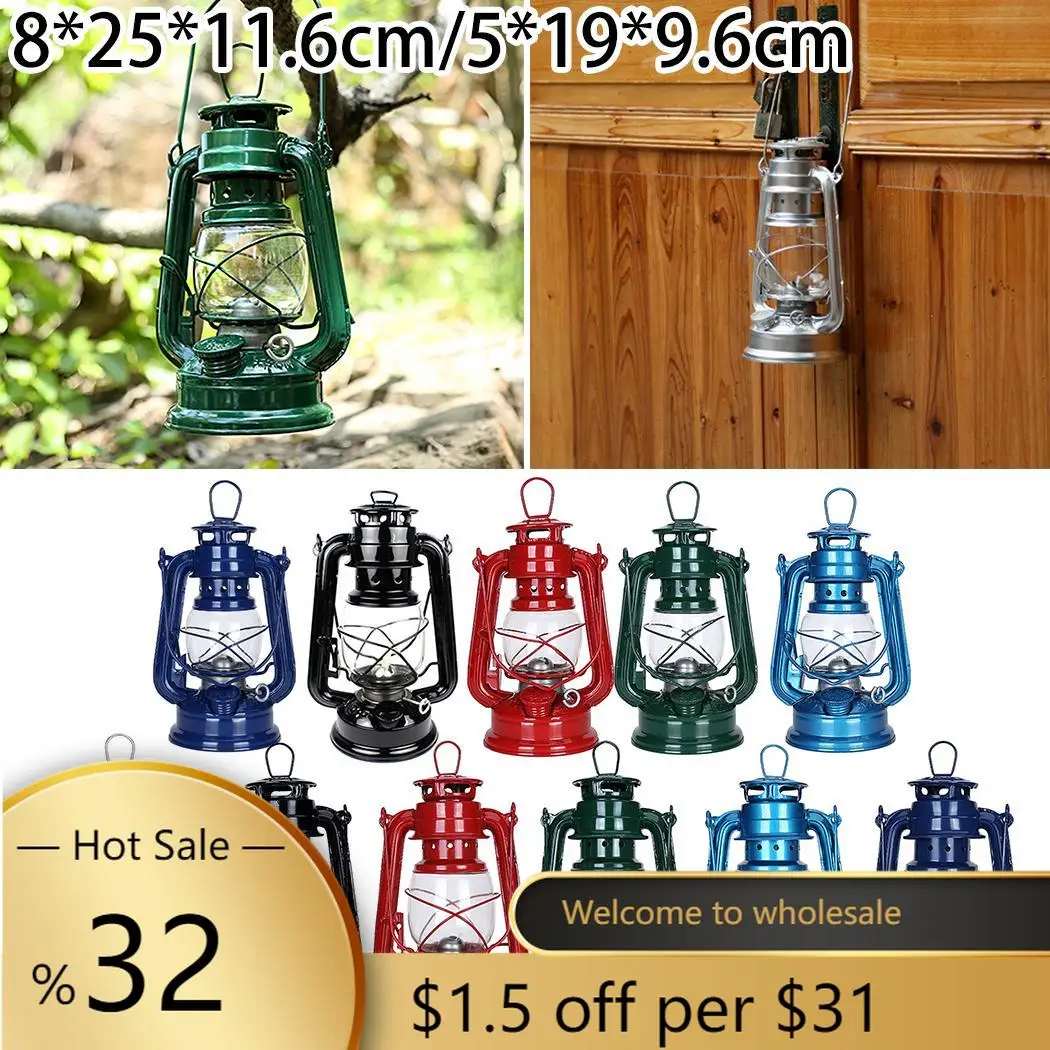 

Vintage Kerosene Lamp Retro Outdoor Camping Kerosene Lamp Portable High Brightness Hanging Lantern Mediterranean Style Decor