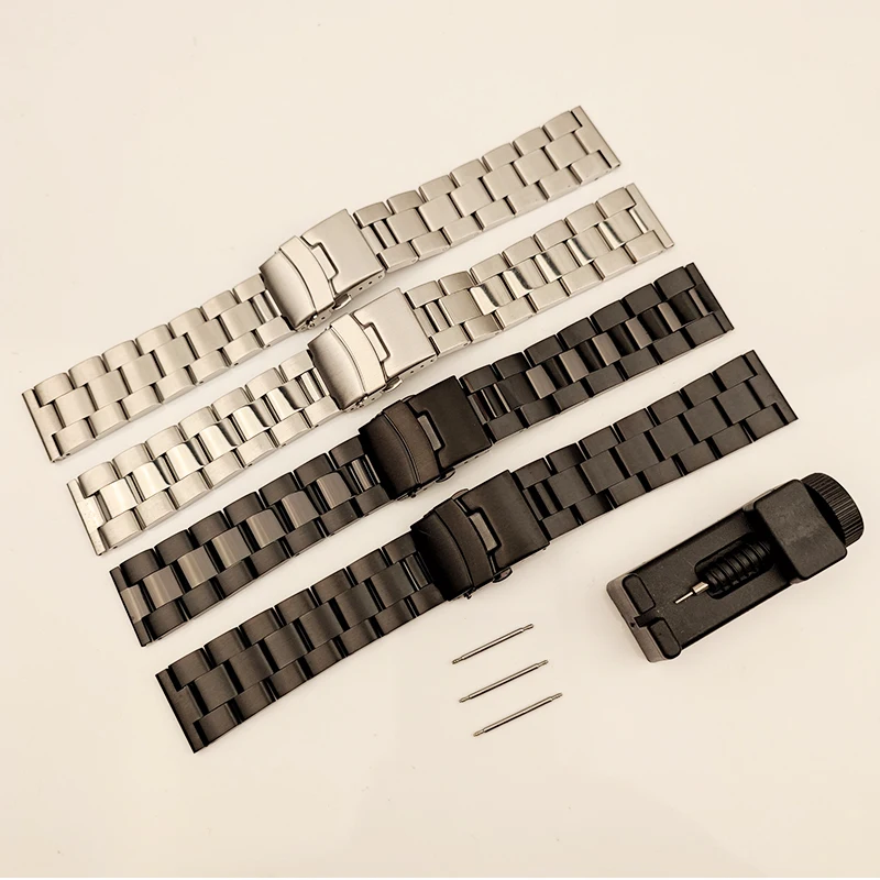 

Luxury Stainless Steel Watchbands 18 20 22 24mm For Galaxy watch 5 40 44mm Strap For Seiko Huawei gt3pro Metal Business Bracelet