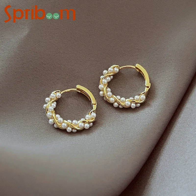 

Circle Pearl Earrings for Women Gold Color Simple Temperament Earrings Fashion Women's Jewelry Korean Style Girls Accessories