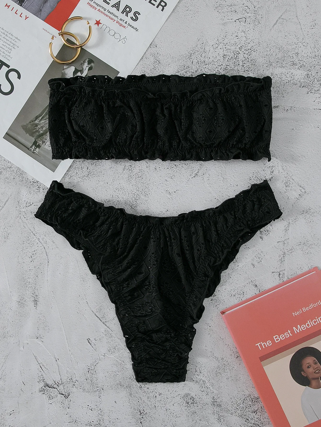 Schiffy салат с отделкой бандо бикини 2024 женский бразильский купальник сексуальный