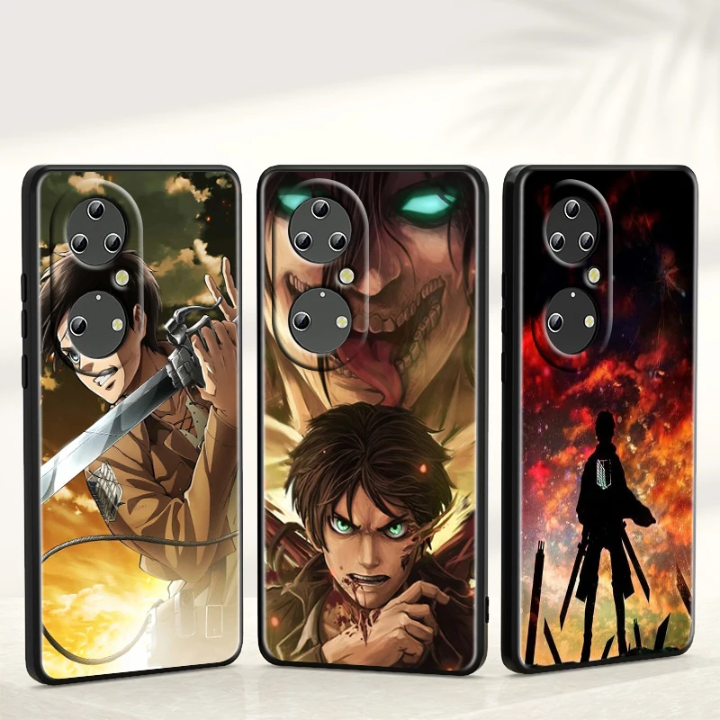

Japanese Anime Attack On Titan For Huawei P50 P40 P30 P20 Pro Plus 5G 2019 E P10 P9 Lite mini 2017 Soft Black Phone Coque Fundas