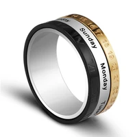 men titanium steel rotatable spinner ring date time calendar number finger rings for women anti stress jewelry