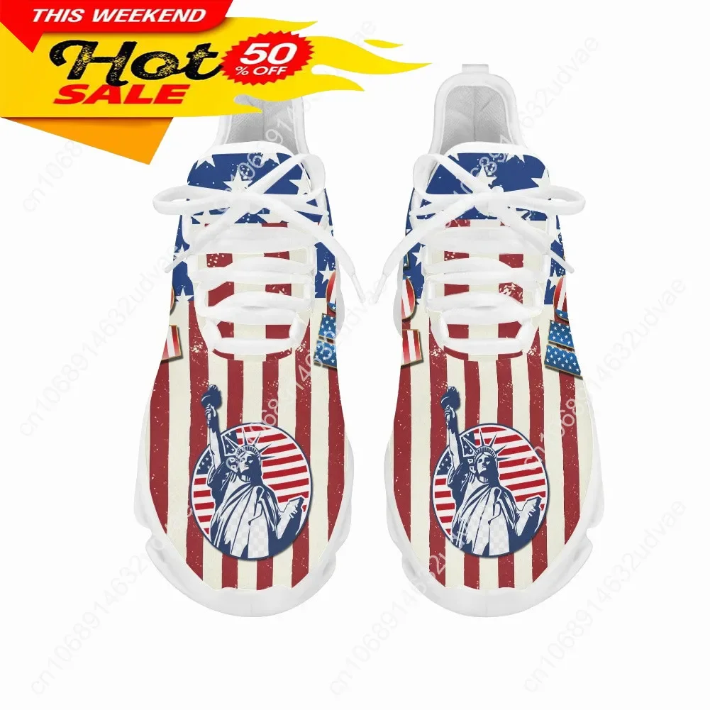 7.4 American Flag Statue of Liberty Print Flat Shoes for Women Cool Sneaker Female Spring Summer Woman Footwear