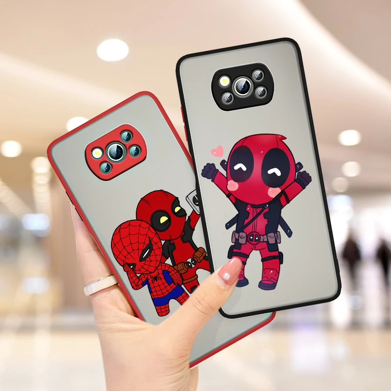 

Marvel Deadpool Cartoon For Xiaomi Poco X3 GT NFC M3 Mi 11 10 Ultra Pro Note10 Lite CC9E Frosted Translucent Phone Case