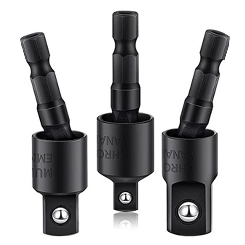

3 шт./компл. 1/4 дюйма, 3/8 дюйма, 1/2 дюйма, втулка для воздушной отвертки, 360 ° Вращающиеся головки для электрической дрели с шестигранной ручкой и поворотным адаптером с квадратной головкой