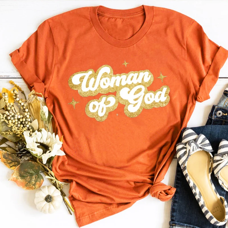 

God Shirt for Women Cute Christian T-Shirt for Her Bible Verse Gift for Women Religious TShirt Christian Casual Jesus Shirt L
