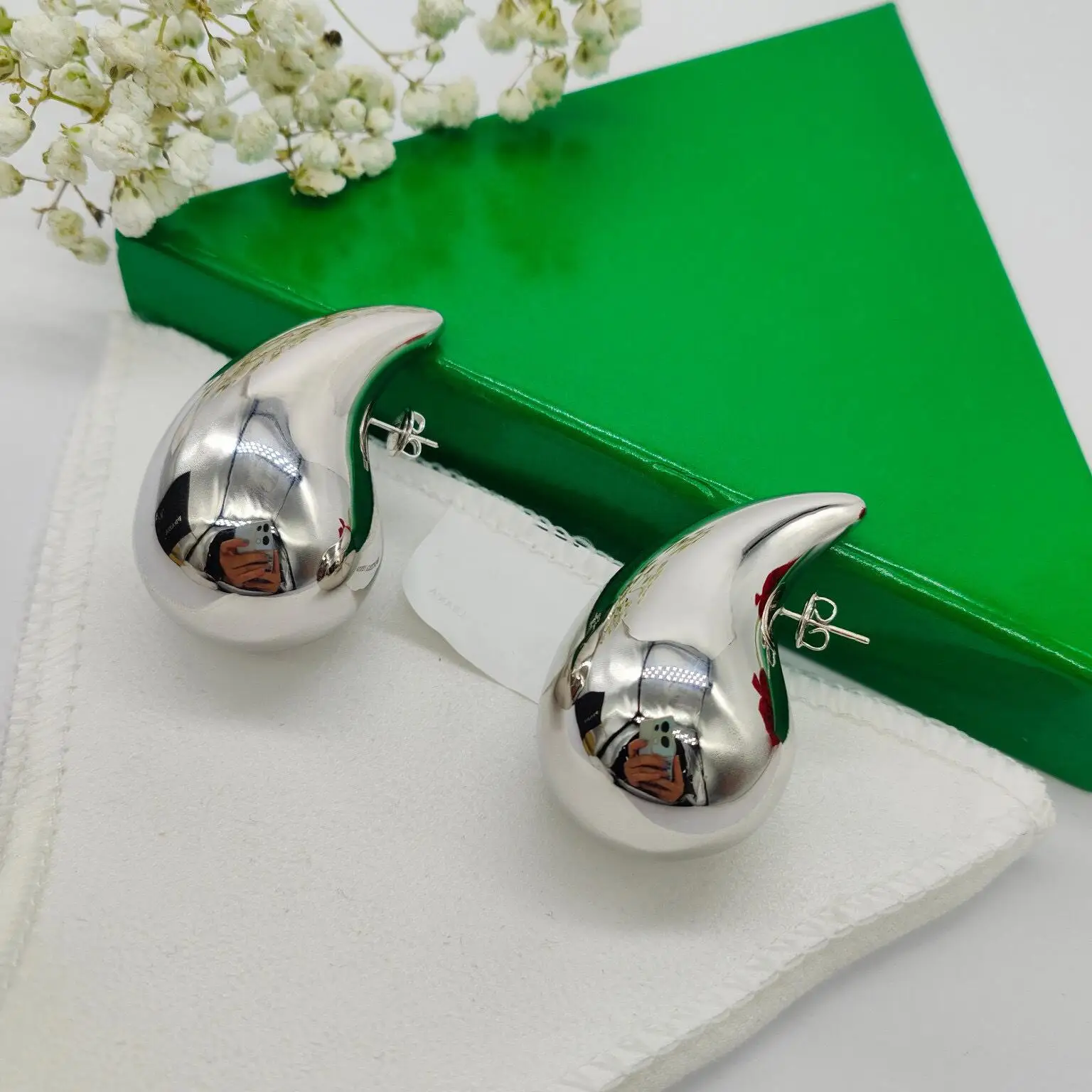 New Metal Huge Size 4CM Droplet Water Drop Earrings for Women Girls Exaggerated Fashion INS Oversized Chunky Jewelry