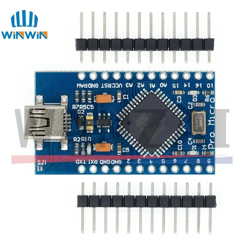 Модуль Mini/Type-C/Micro USB Pro Micro ATMEGA32U4 5 В/16 МГц с Загрузчиком для arduino 2-рядным штырьковым