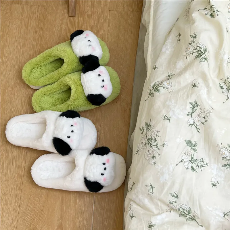 

Cute Pochacco Cartoon powder blusher Dog Plush Slippers Home Non slip Baotou Slippers Cotton Shoes for Couples