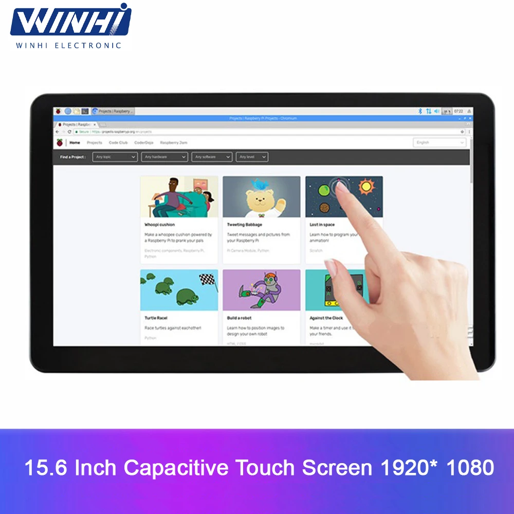 15.6 inch IPS Capacitive touch screen 1920x1080 resolution monitor with tempered glass panel 3.5mm earphone port and built-in sp - купить по