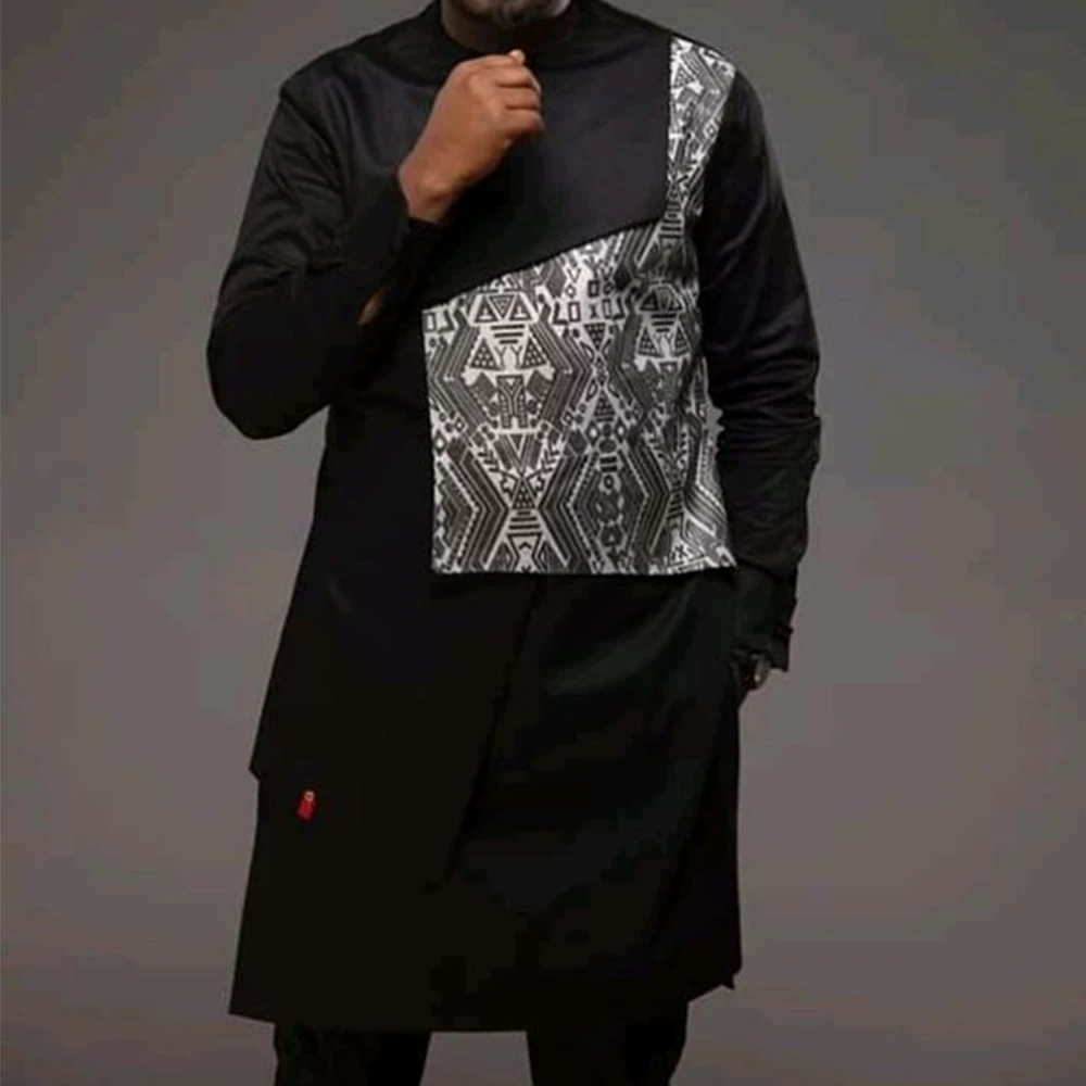 

2023 New Long-sleeved Shirt Pants Two-piece African Men Print Fashion Traditional Clothing Casual Party Business Dashiki Wear