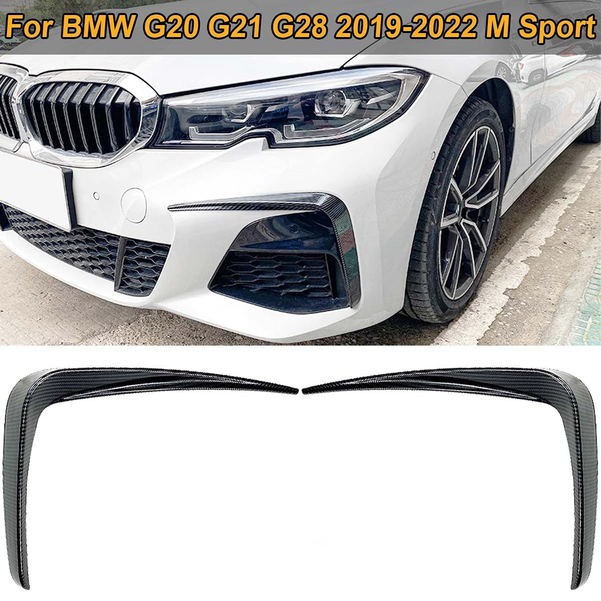 

Front Bumper Splitter Canards Fog Light Cover Trim Body Kit For BMW G20 G21 G28 318i 320i 325i 330i 330d 330e M Sport 2019-2022