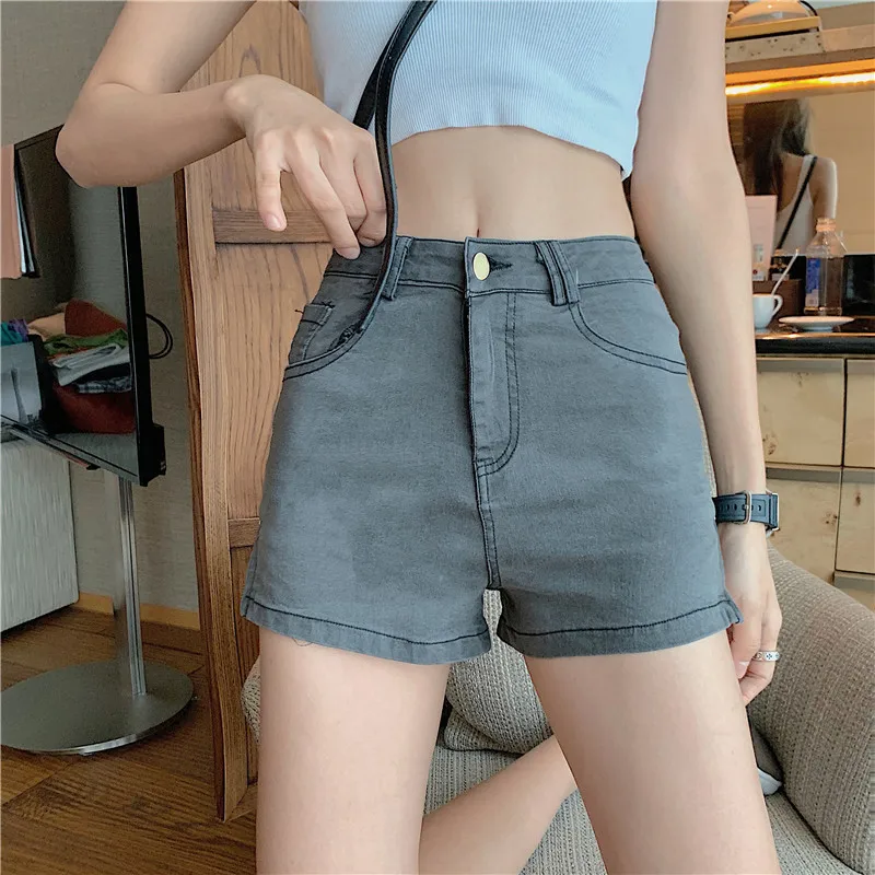 Retro Side Zippe Skinny Denim Shorts Summer Women High Waist Slim Elastic Hot Shorts Sexy Fashion Jeans Casual All-match Shorts