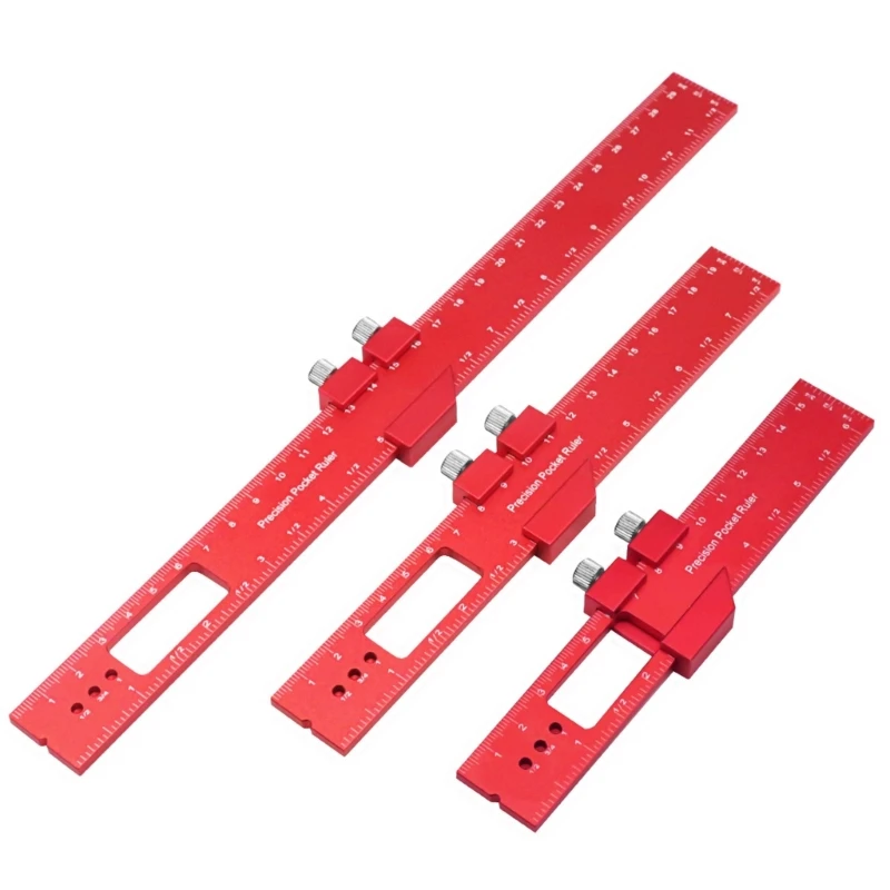 

Woodworking Ruler Pocket Ruler Metal Slide Rule Inch & Metric T Type Drop ship