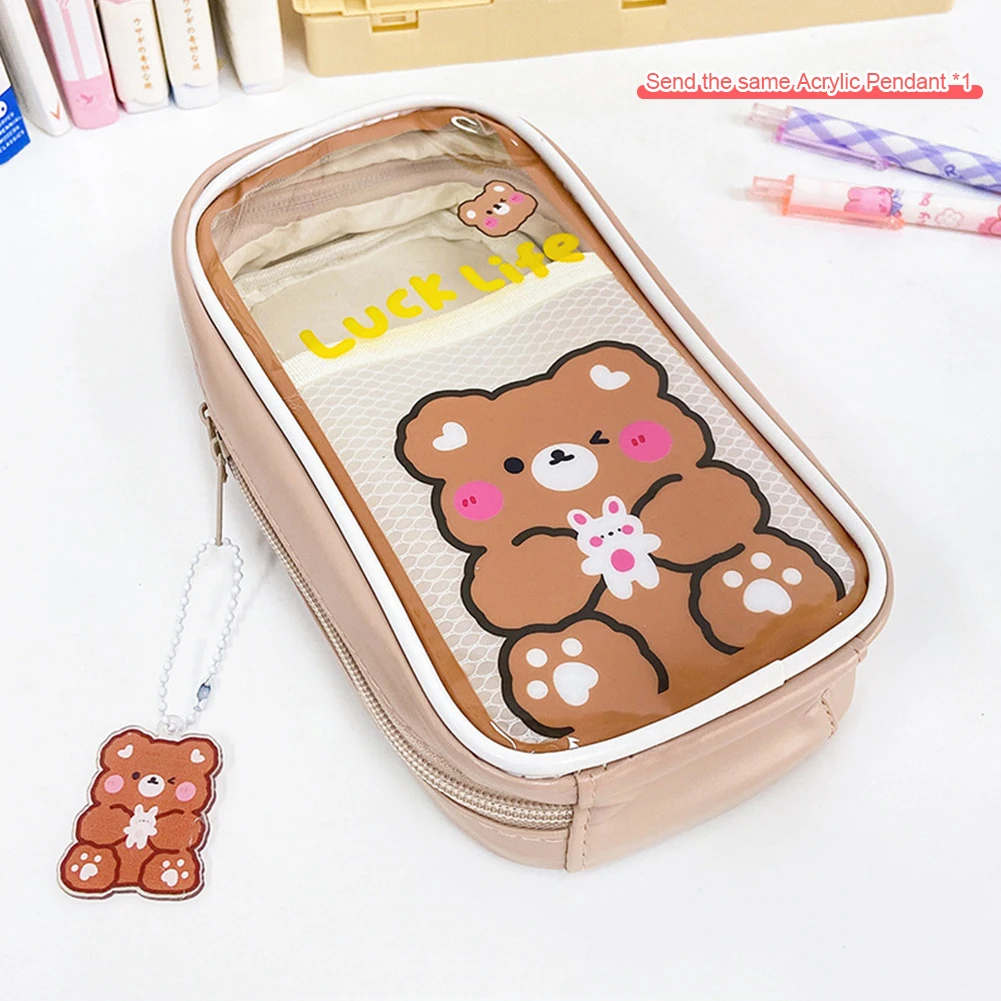 

Clear Kawaii Pencil Case Transparent Pencil Pouch Large Capacity Stationery Organizer Pencil Case Teen Girl School Supplies