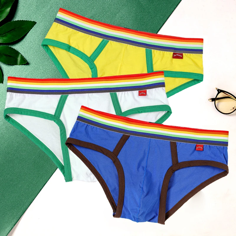 FK Paneled Panties New Men's Triangle Panty Fashion Cotton Briefs Comfortable Breathable Elastic Triangular Panties pants 3PCS