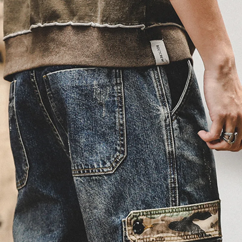 Cargo Jeans Men Big Size 29-40 42 Motorcycle Travel Multi-pocket Jeans Male Clothes American Leisure Mechanic Pants Youth Wear