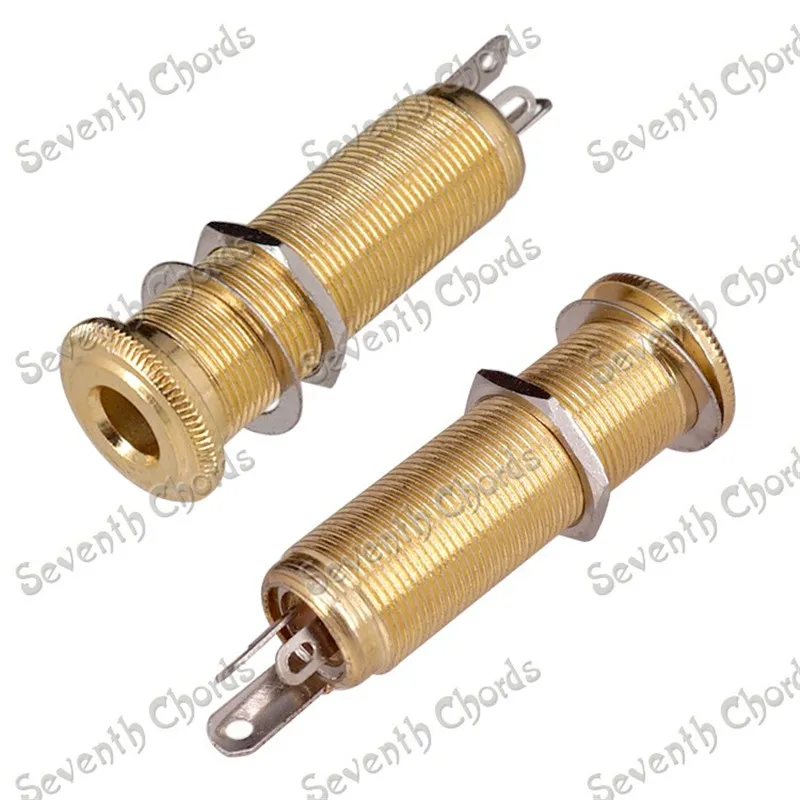 

10Pcs Pack 1/4" 6.35mm Threaded Cylinder Guitar Bass Jacks guitar parts output Input Plug Sockets Gold guitar accessories