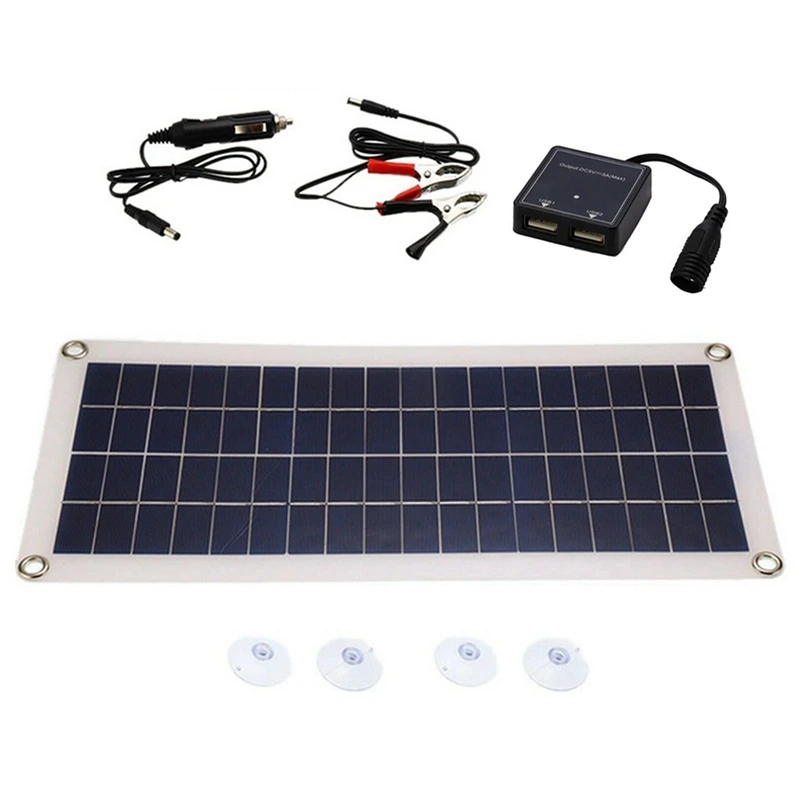 

2X 8W 12V Dual USB/DC Flexible Solar Panel Efficient Car Battery Charge Camping