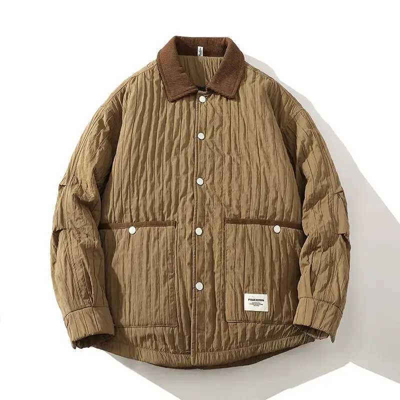 Men's Autumn Winter Flying Jacket Cotton-Padded American Style Vintage Work Coat Loose Fit Cotton For Outerwear