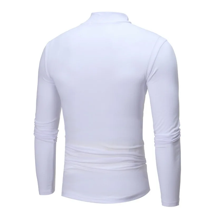 Winter Warm Half High Collar Fashion Thermal Underwear Men Mock Neck Basic Plain T-shirt Blouse Pullover Long Sleeve Top |