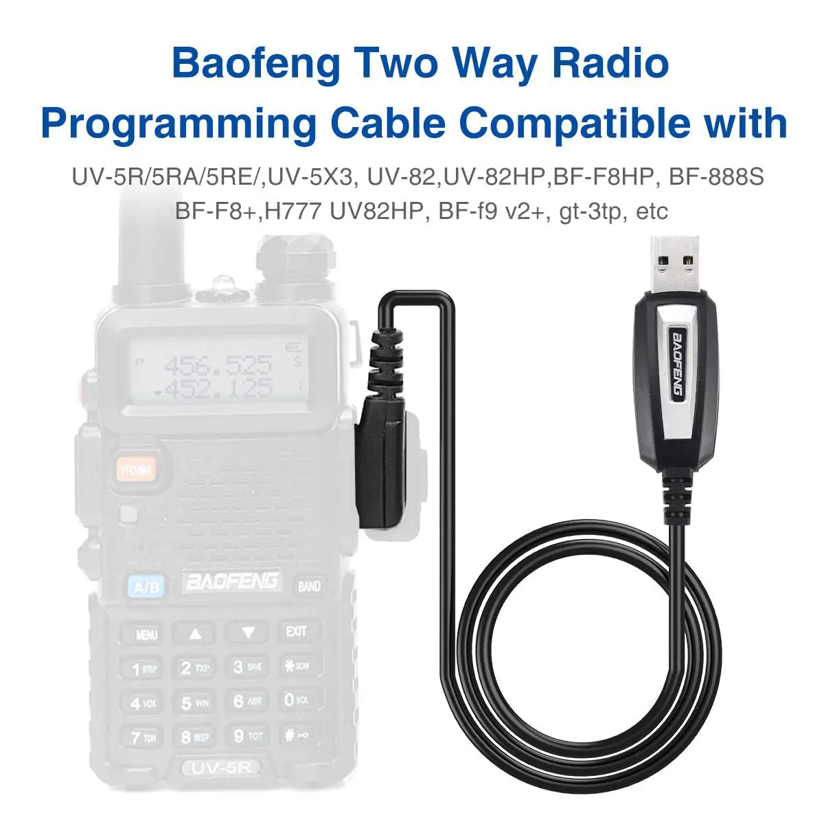 Фото USB-кабель для программирования CH340, чип, совместимый с драйвером CD для BaoFeng, UV-5R 5RM, BF-F8HP GMRS, UV-21R Plus UV-5G №5