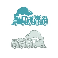 cartoon vintage steam train pattern die cut metal cutting stencil for birthday baby shower invitation card decorating