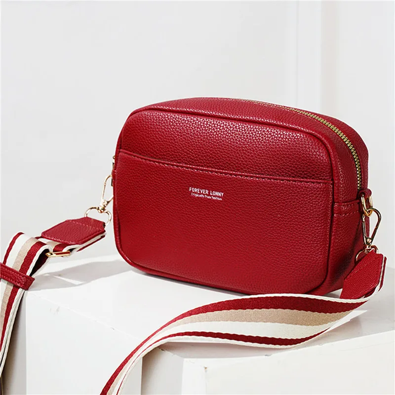 

Simple Style Small Shoulder Bags For Women Solid Color Pu Leather Wide Strap Crossbody Bag Female Phone Purse Messenger Handbag