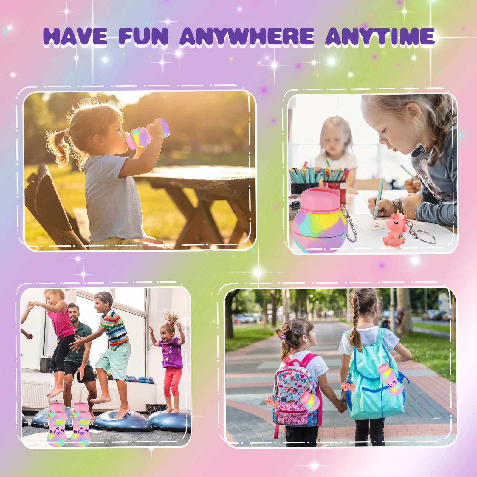 550 мл креативная силиконовая бутылка для воды детей девочек мальчиков не