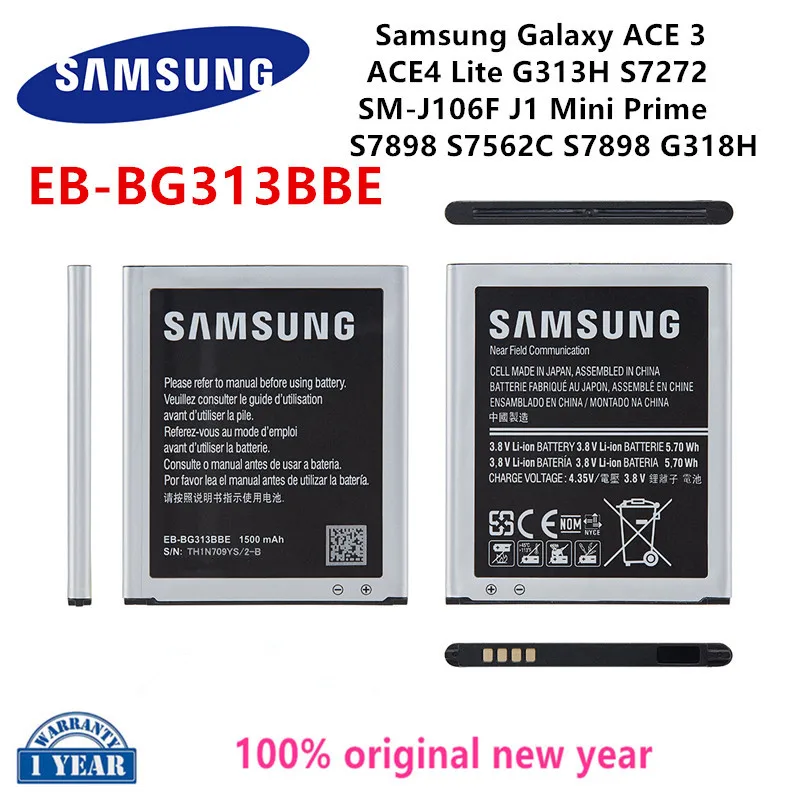 

SAMSUNG Orginal EB-BG313BBE 1500mAh Battery For Samsung Galaxy Trend 2 ACE 3 ACE4 Lite G313H S7272 J1 Mini Prime S7898 G318H