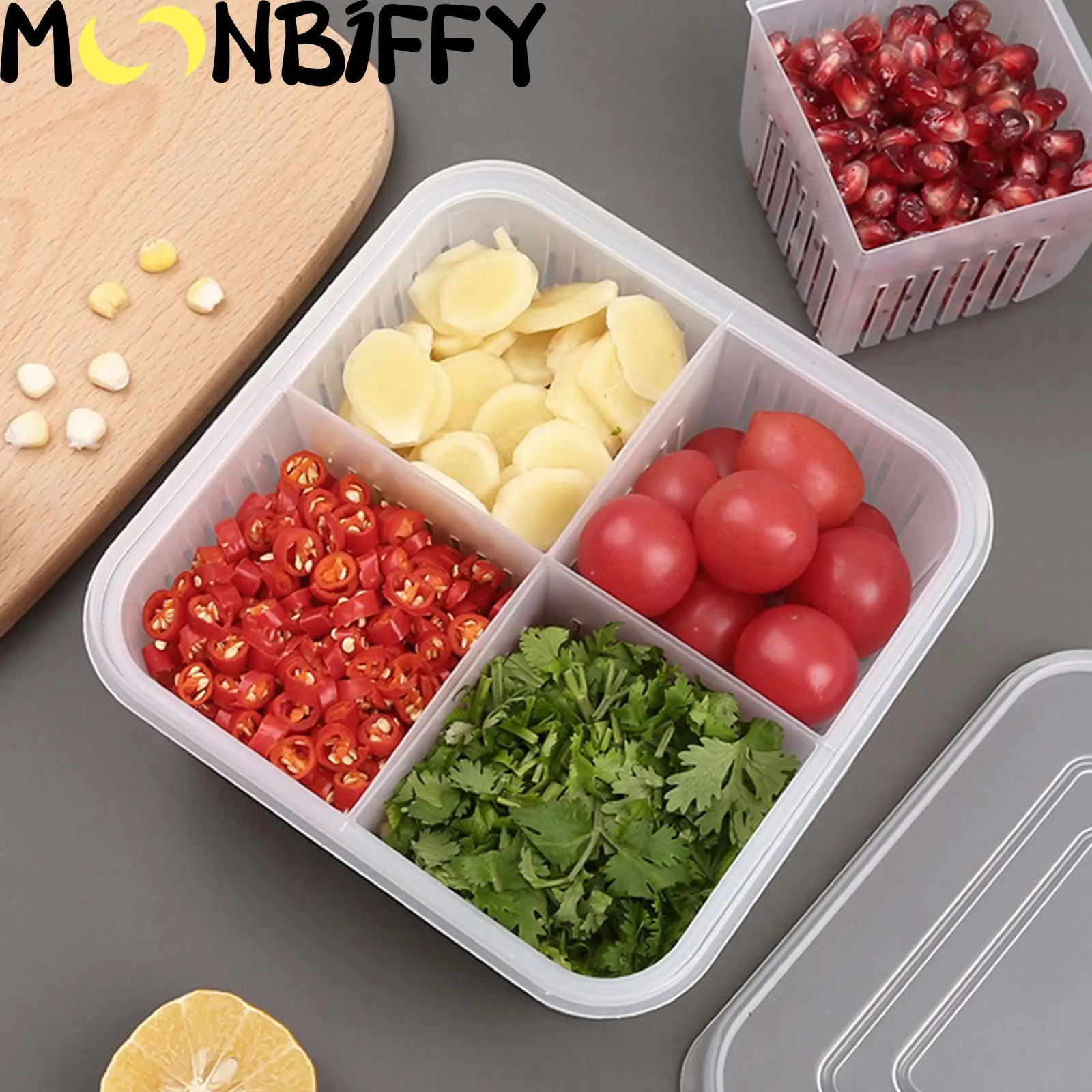 

Refrigerator Separate Food Storage Containers with Lid Seal Fresh Box Organizer Vegetables Containers for Kitchen