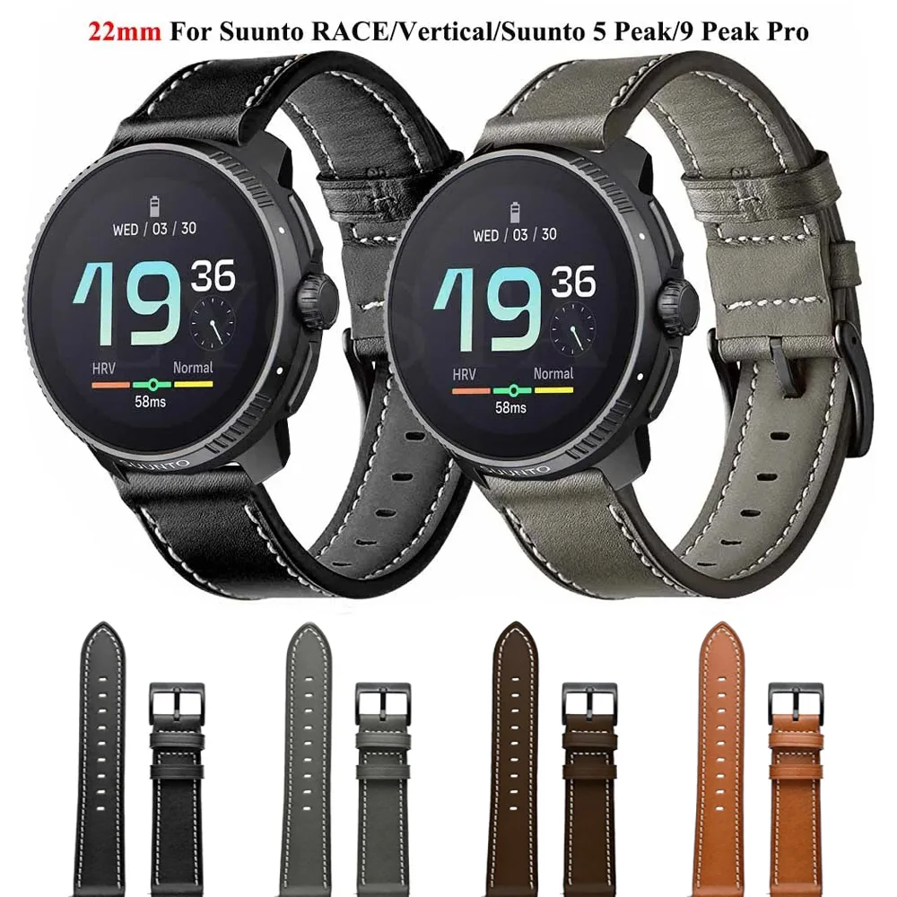Ремешок из дышащей ПУ кожи для Suunto Ocean / RACE S 5 9 Peak Pro браслет часов 22 мм