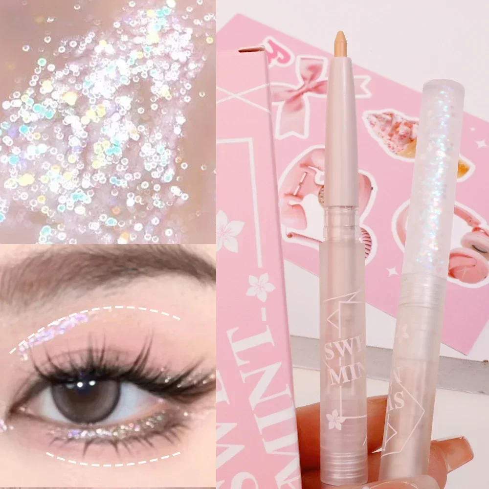 Двусторонние жидкие тени для век с шелкопрядом блестящие водостойкие пайетками