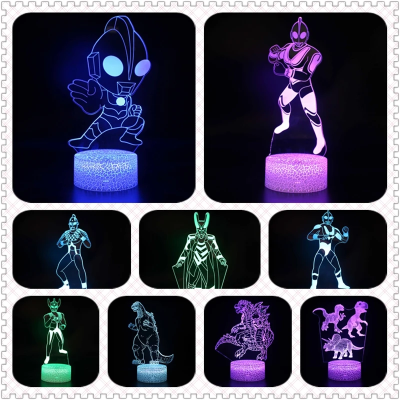 

Ultraman Seven Anime Manga Deca Monster 3D LED Night Light for Bedroom Decor Cute Birthday Colorful Gift Lamp Kid Lovely Present