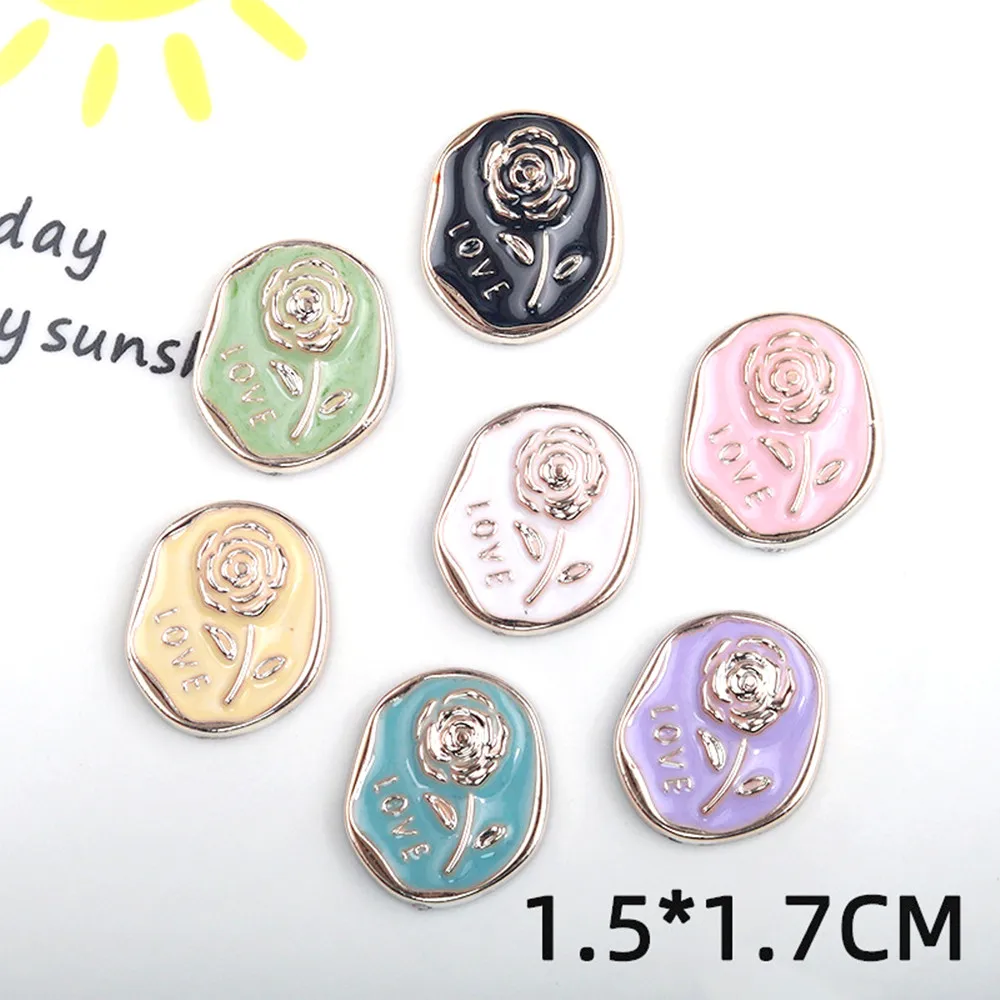 

14pcs New ABS Resin Rose Medal Flatback Cabochons Scrapbooking Embellishment For DIY Hairpin Handmade Jewelry Making Accessories