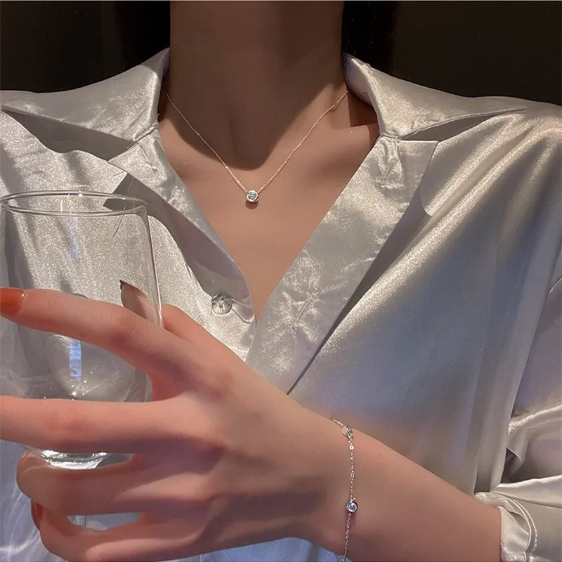 

Jewelry on the Neck Exquisite Zircon Ladies Necklace Simple and Versatile Pendant Choker Valentine's Day Gifts Fashion Chain