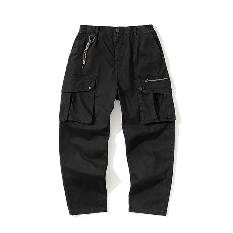 Брюки-карго мужские из мытого хлопка винтажные штаны в японском стиле с