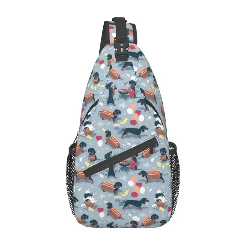 

Fashion Dachshund Dogs Crossbody Sling Backpack Men Badger Sausage Wiener Shoulder Chest Bag for Travel Cycling